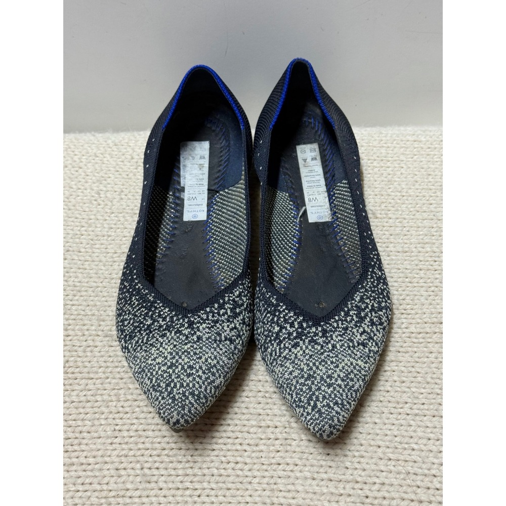 Rothy's Point Blue Birdseye Flats Women's Size 8 Pointed Knit Shoes no insoles